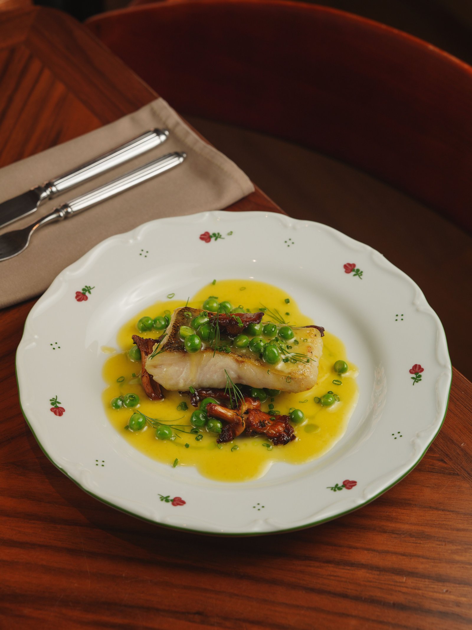 Cabillaud au beurre vanille et pois gourmands